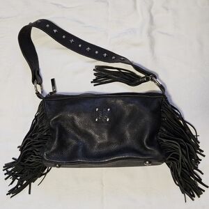 STS Ranchwear Black Leather Fringe Shoulder Bag